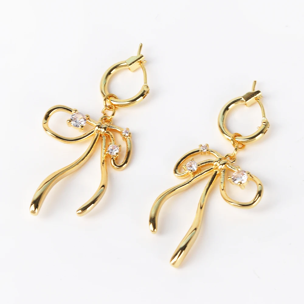 Delicate Bowknot Heart Hoop Earrings For Women Girl Elegant Fashion New Jewelry Bosom Friend Gift Party серьги женские