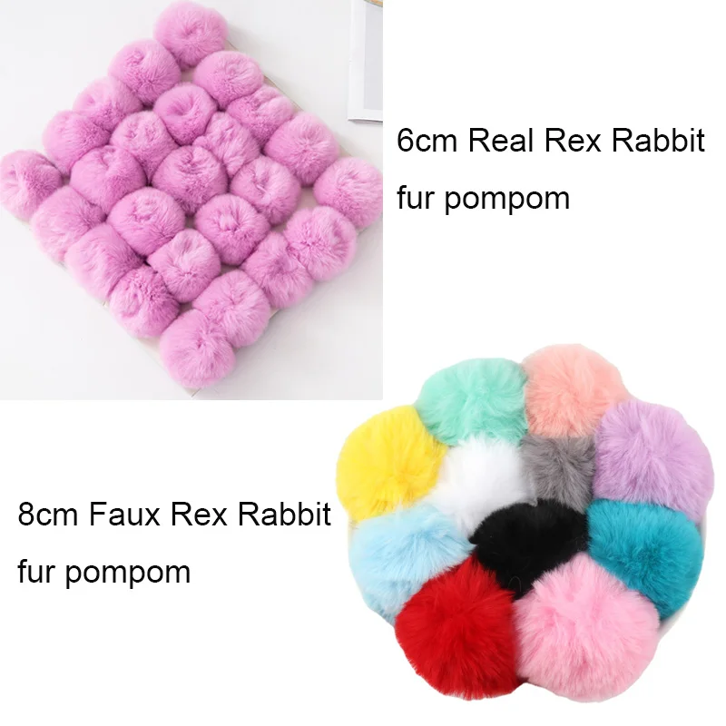 Rex Rabbit Fluffy Plush Fur Pompom Balls 6cm 8cm Soft Pompones DIY Pom Poms Kids Toys Wedding Decor Sewing Craft Supplies Gifts