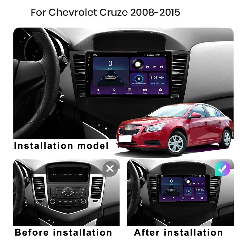 

8GB+128GB Android 13 Radio For Chevrolet Cruze 2008 2009 2010-2012 Car stereo Multimedia Player Carplay Auto GPS navigation 2DIN