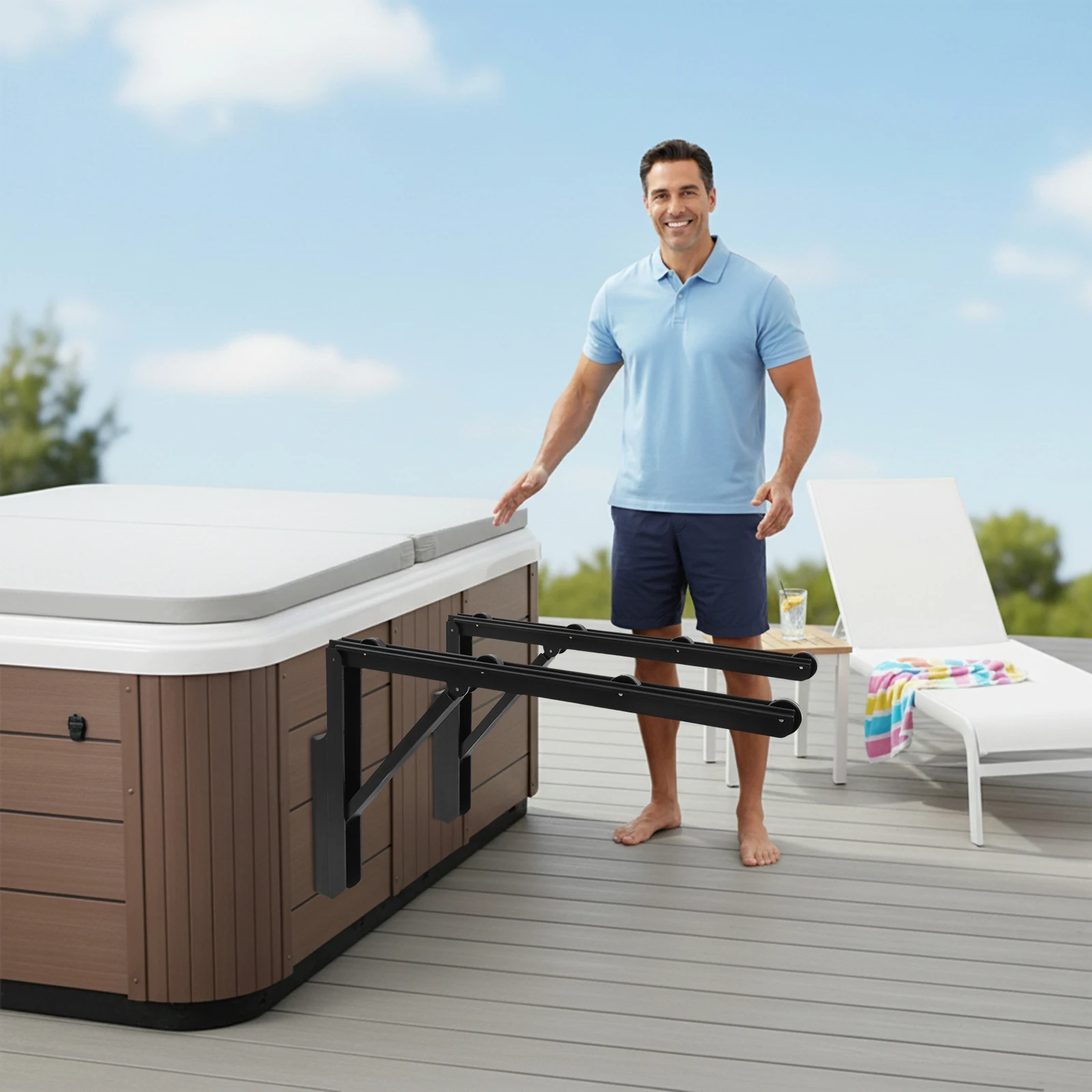 

Hot Tub Cover Lifter Removal System/Spa Cover Roller Fits Vary Size, Shape and Brand of SPA,Cabinet Free Cover