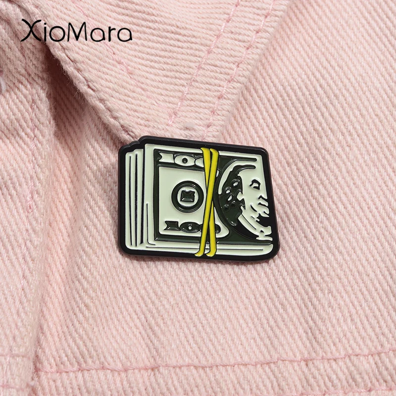 Dollar Bill Golf Ball Marker Enamel Pin Funny Creative Metal Brooch Lapel Jacket Badge Jewelry Gift accessories For Friends