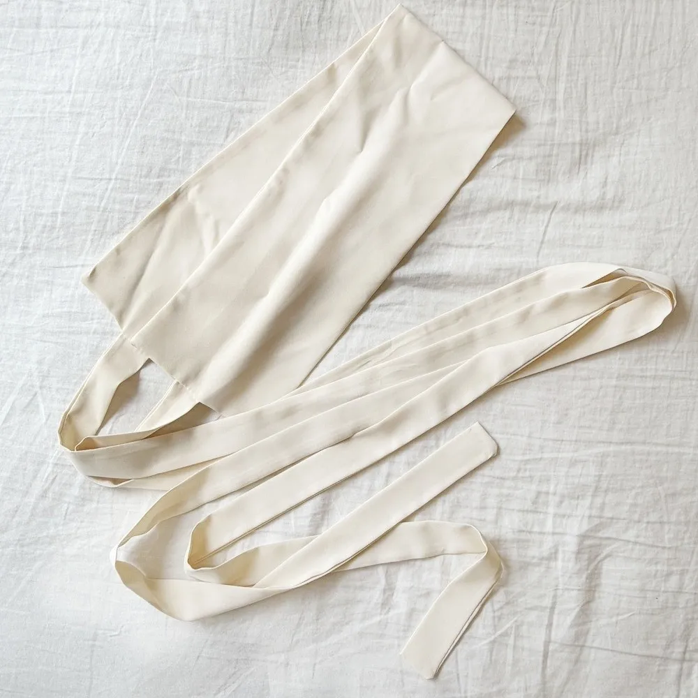 Chiffon Fabric Hanfu Waist Belt Satin Silk Cotton Linen Lace Up Waist Belt Bowknot Decoration Solid Color Wide Waist Belt
