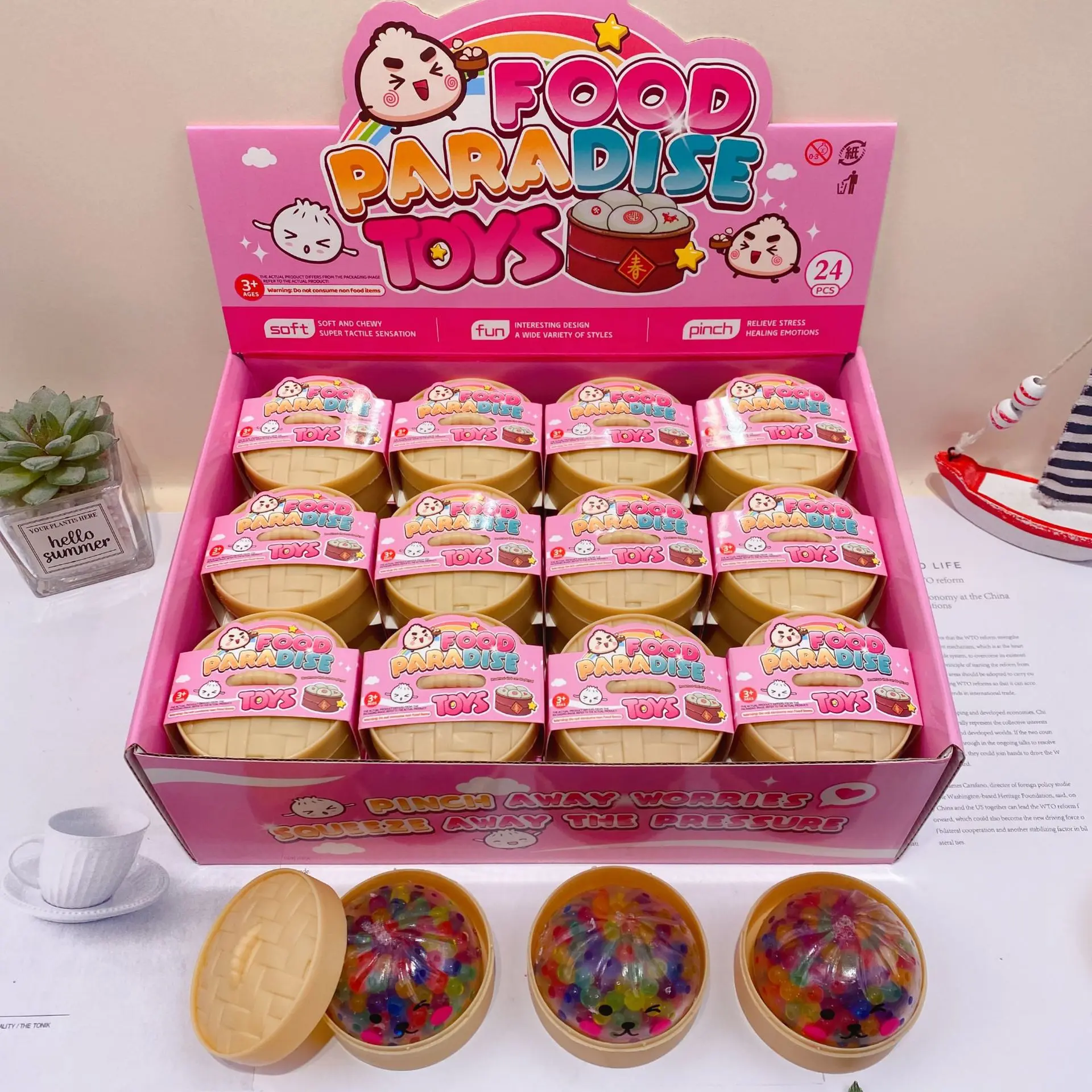 Creative color bean expression Bao zi shape slow rebound knead cute simulation food play knead children's decompression toys