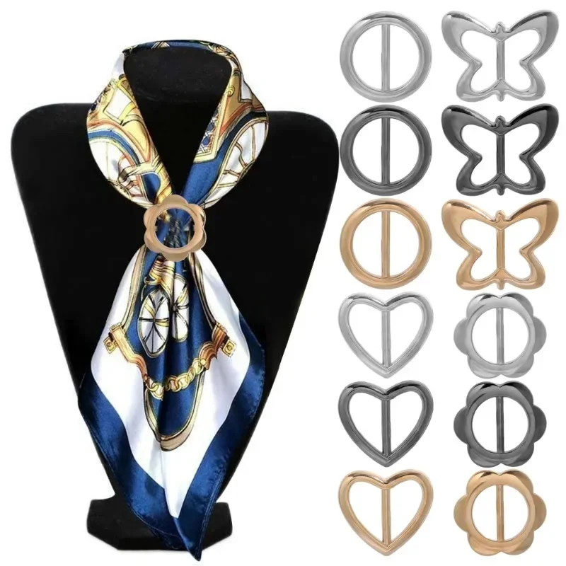 1/4PCS T-shirt Hem Knotted Brooch Ring Clothing Accessories Fashion Waist Metal Corner Knotted Clasp Silk Scarf Shirt Buckles