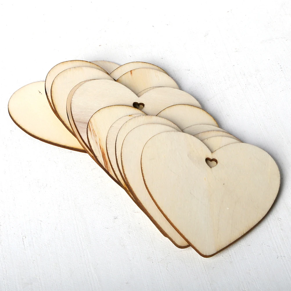 

10Pcs Unfinished Wood Love Heart Decoration Christmas DIY Hanging Ornament for Craft Decor Christmas Wooden Decoration