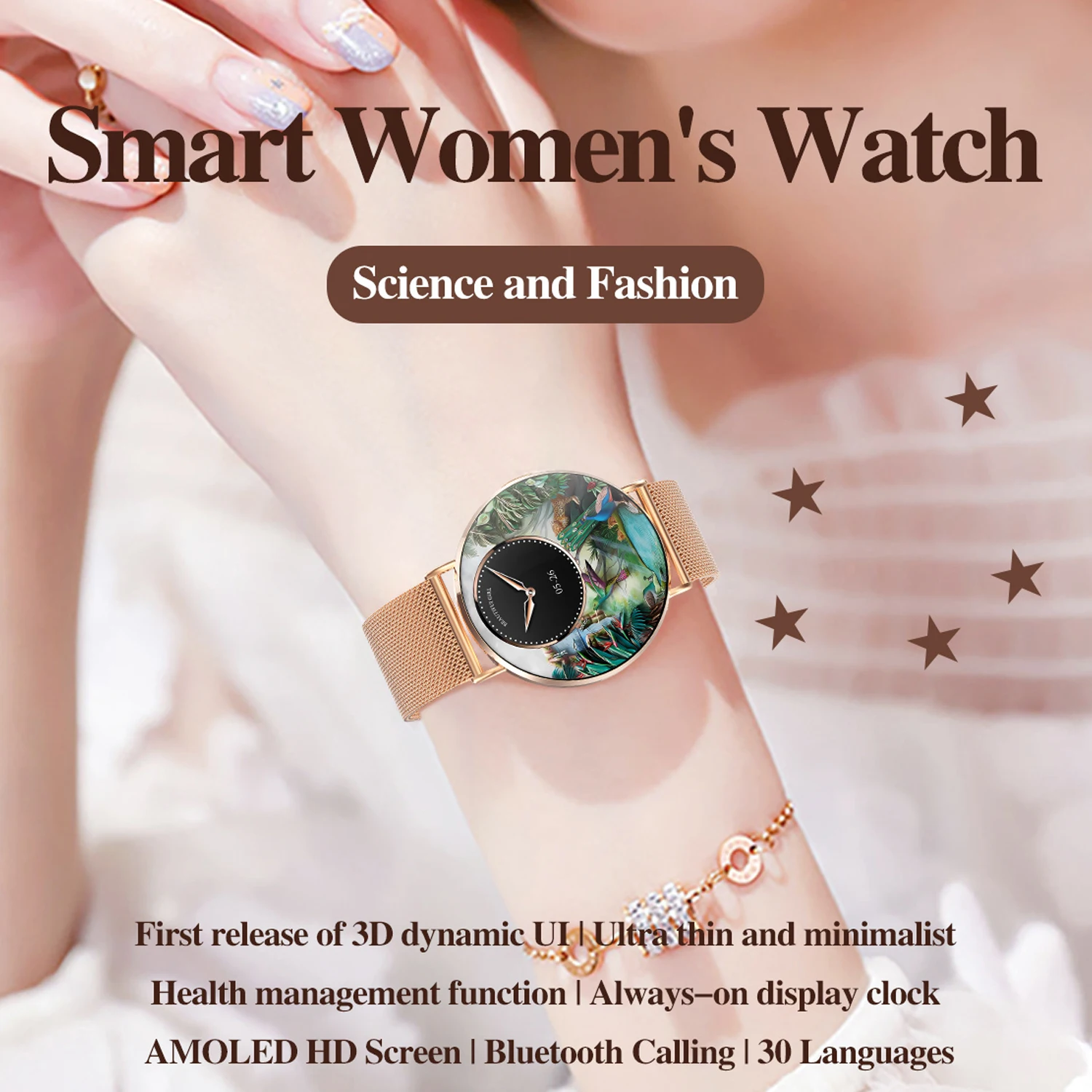 New Fashion Ladies Smart Watch Slim 3D Dynamic UI BT Call Heart Rate Health Monitor Wristwatch Fitness Tracker Women  Smartwatch