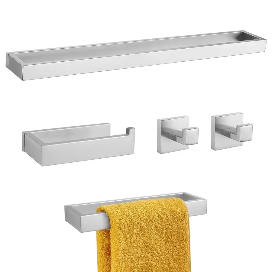 

Brushed Nickel Towel Bar Set,5Pieces Bathroom Hardware Accessories Set,Towel Racks Set for Bathroom 23.6 Inch Towel Bar Stainles