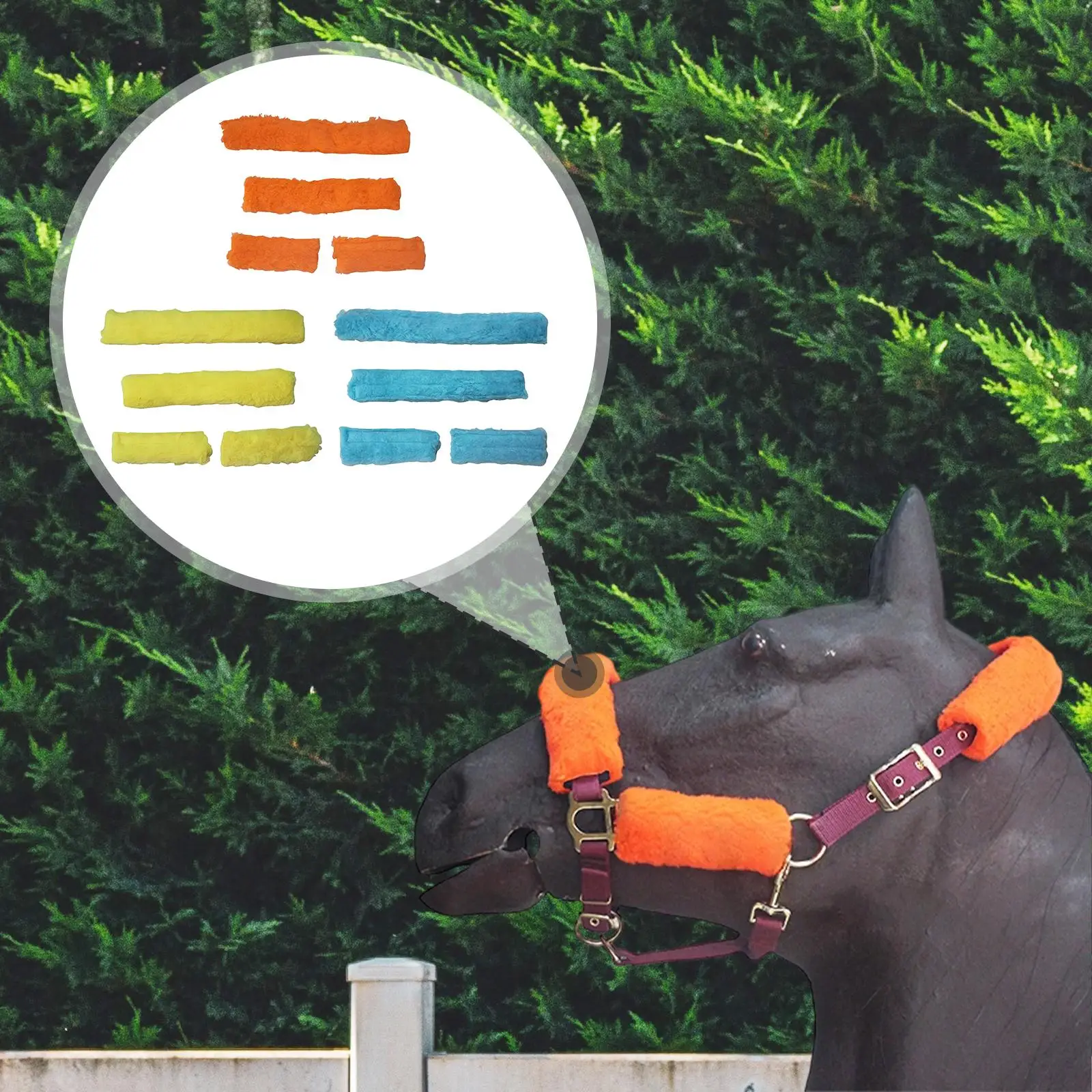 أغطية حزام الأنف من القطيفة على شكل حصان مريح وإكسسوارات اللجام المبطنة لتدريب المهر وتثبيتها