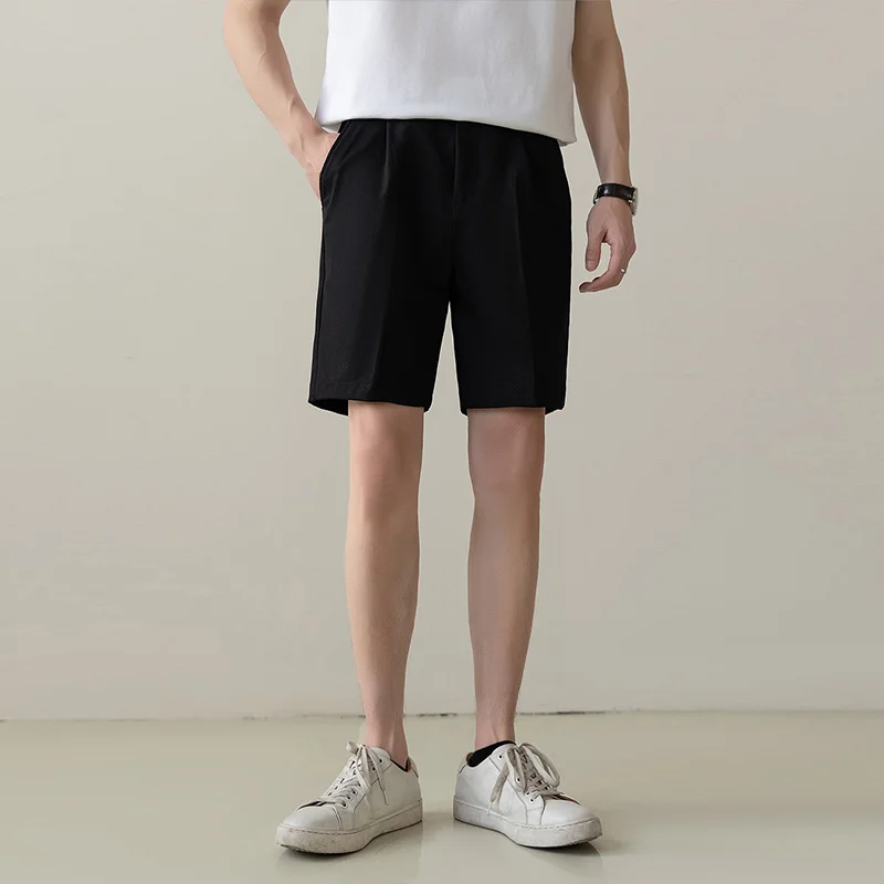 Men's Summer New Suit Shorts Korean Style Casual High-End Wrinkle-Free Straight Slim Fit Five-Point Pants Trendy