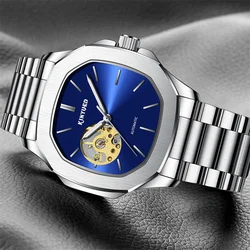 Kinyued Hot Sale Men Automatic Mechanical Watch Stainless Steel Strap Wrist Watches For Men Waterproof Luminous Hand Watch