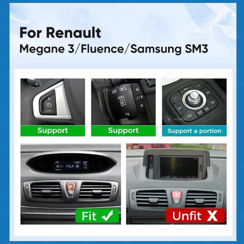 Screen Android 16For Renault Megane 3 Fluence Samsung SM3 2008 2009 2010 2012 2014 Car Radio Multimedia Video Player Navigation