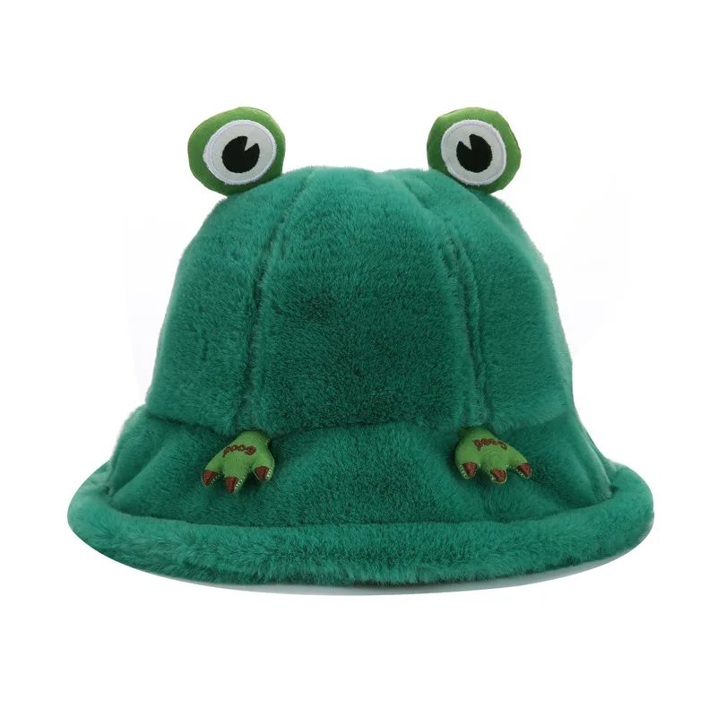 Cosplay Party Cartoon Frog Cap Cute Frog Plush Fisherman Hat Woman Autumn And Winter Warm Hat