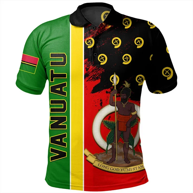Vanuatu Pattern Polo Shirt For Men Kids Hawaiian 3D Printed Polynesian POLO Shirts Casual Loose Button Tees Summer Short Sleeves