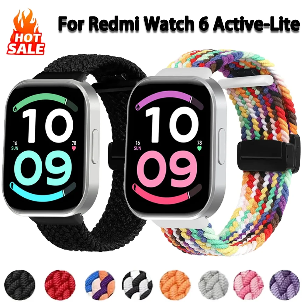 Nylon Braided Magnetic Strap for Redmi Watch 6 Active-Lite Watch 6 5 4 Comfortable Watchband Buckle for Xiaomi Band 10/9/8 Pro