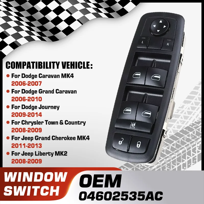 

Car Power Window Master Switch Button For Dodge Caravan Grand Caravan Journey Chrysler Town&Country Jeep Grand Cherokee Liberty