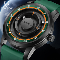 FOXBOX Fashion Green Silicone Watch For Men Outdoor Sports Waterproof Scrolling Pointer Magnetic Force Men's Quartz Wristwatch