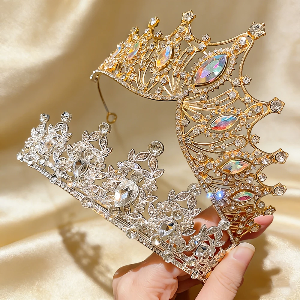 

2pcs Royal Gorgeous Exquisite Shining Diamond Crowns Wedding Bridal Banquet Beauty Pageant Essential Princess Elegant Headwear