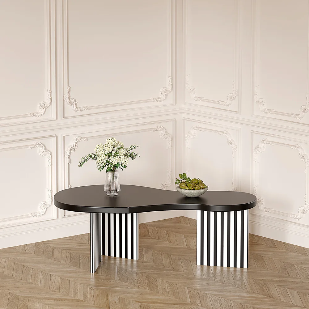 

Light luxury living room sofa side few solid wood coffee table dark red art special-shaped coffee table matte hotel simple