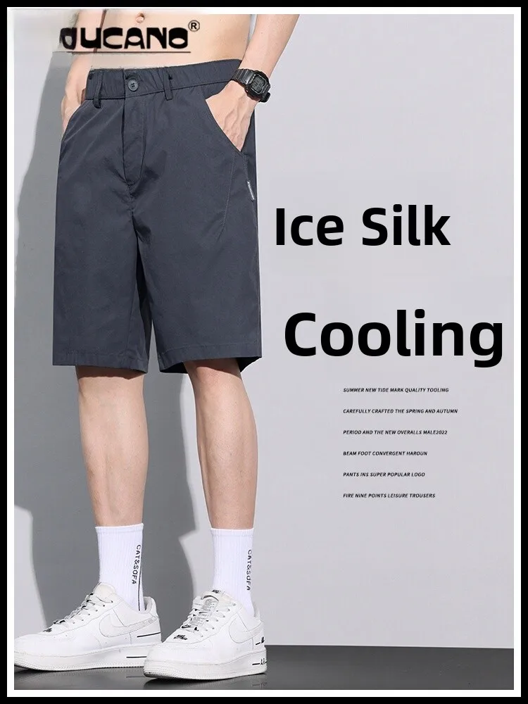 

TUCANO Men's Casual Ice Silk Qui Dry Five-Quarter Length orts Summer Faionable Spor Loose Fit Straight Leg Pants