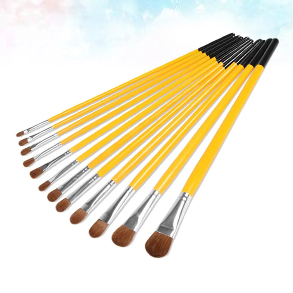 

Набор прочных кистей для рисования из волчьего волоса, для масляной живописи, для длительного использования, желтые