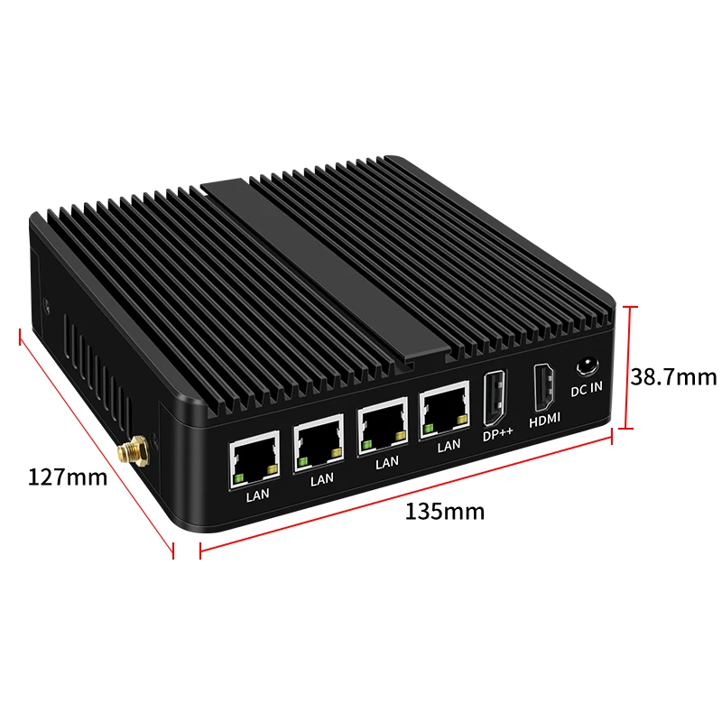 Mini PC industrial Fanless, processador de Intel, computador macio do router, Linux, firewalls de Pfsense, i225V, 2 * COM, RS485, RS232, Win11, N100