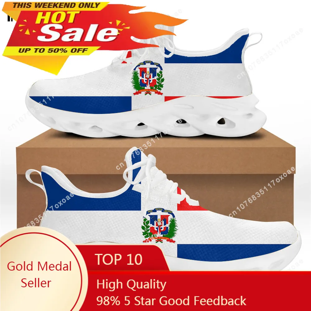 

Dominican Republic Flag Brand Design Women Lace Up Flat Sneakers Female Mesh Walking Footwear Zapatos Mujer 2021