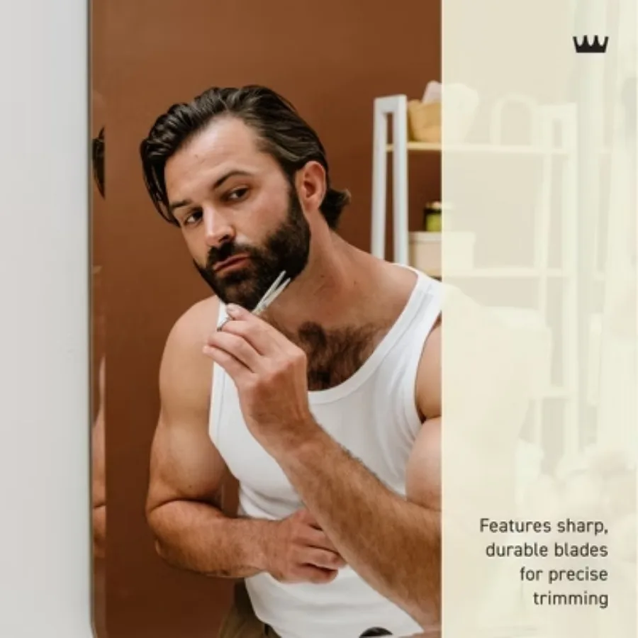 Cremo Beard and Mustache Stainless Steel Shears With Synthetic Leather Carrying Case And Comb For Precise Facial Hair Trimming