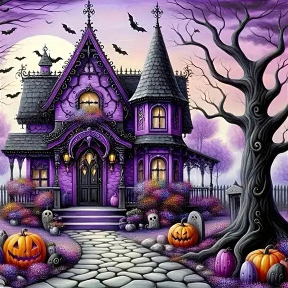 House Diamond Painting Full Square Round Diamond Embroidery Sale Pumpkin Decoration For Home