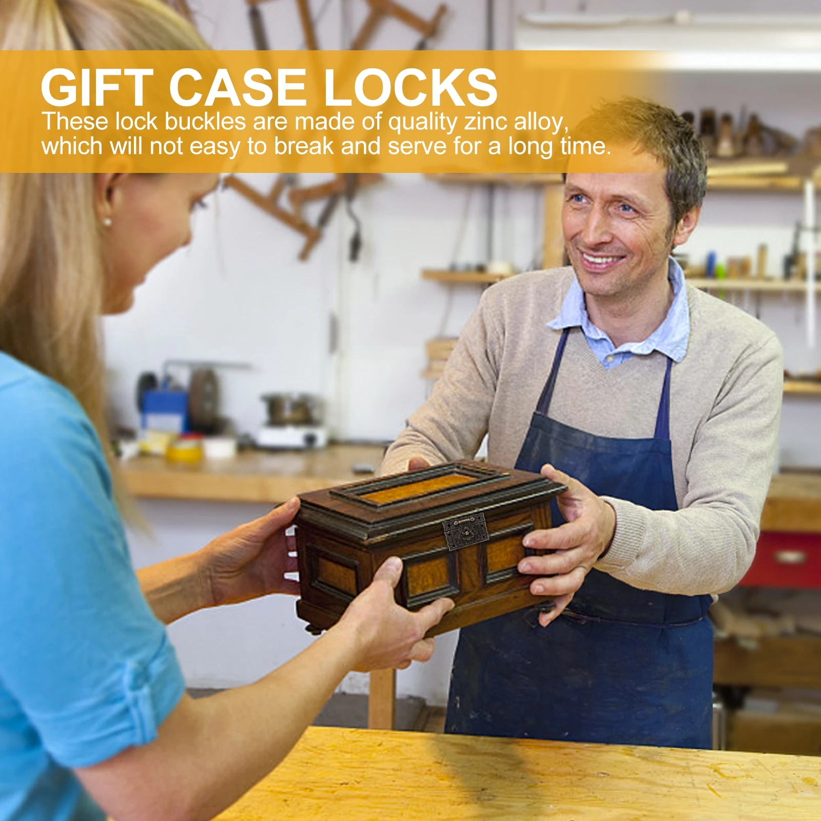 

4 pcs Alloy Square Buckles Bronze S Retro Design Sturdy Durable For Jewelry Box Cabinet Wine Case Drawer Lock Latch Hasp