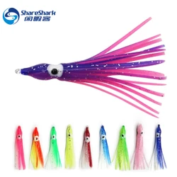 5PCS/bag 5-12cm 20 Colors Glow Squid for Fishing Lure Soft Rubber Hoochies Octopus Squid Skirt Bait Seawater for Bass Tuna