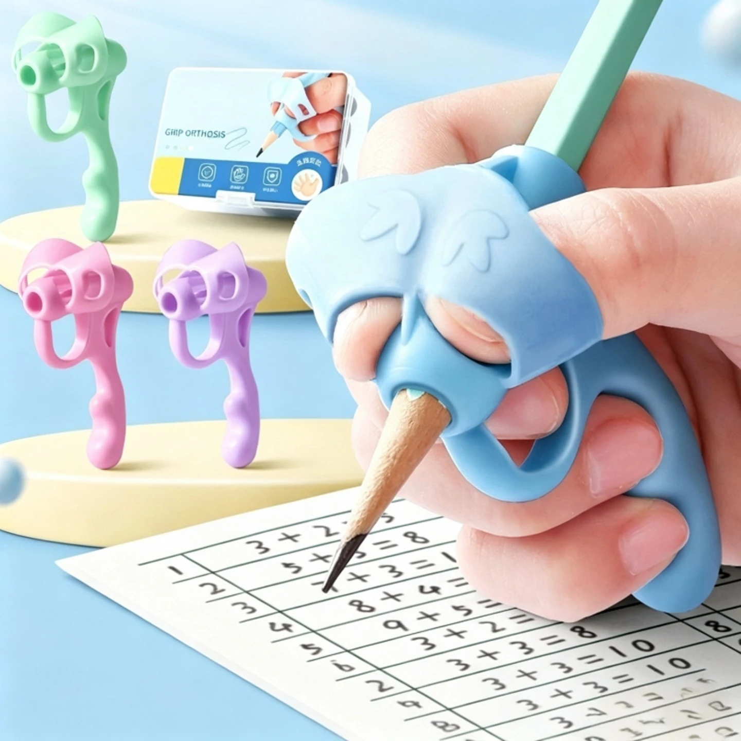 Pencil Grip Corrector - Ergonomic Writing Aid for Kids, Handwriting Training Tool for Proper Finger Positioning Pencil Grip Aid