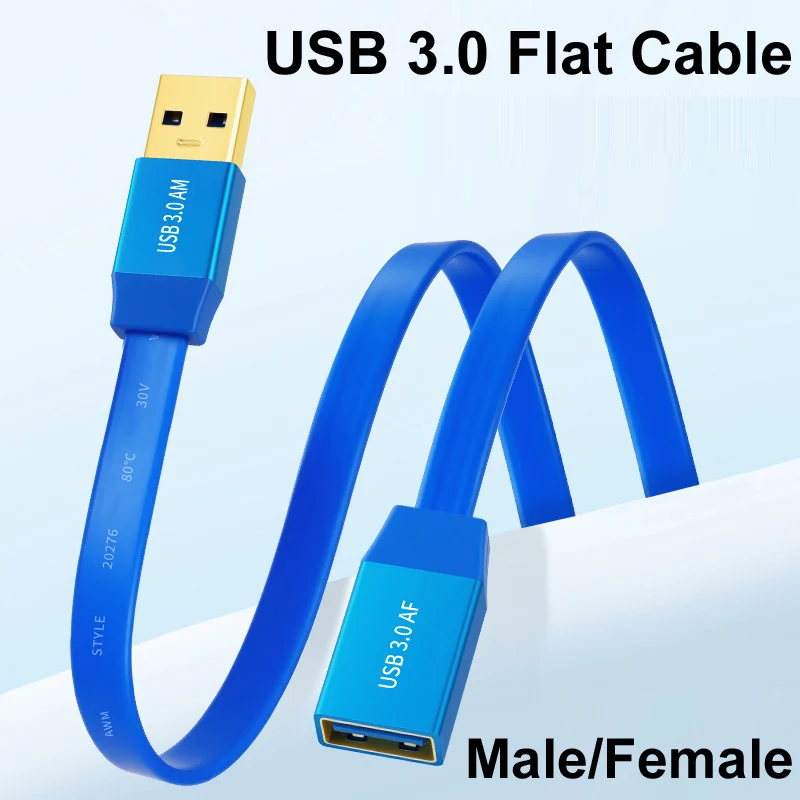 0.6M 1M 2MUSB 3.0 Extension Flat Data Cord Male Female Cable 5 Gbps for PC Smart TV Xbox One SSD printer USB HUB mouse hard driv