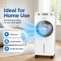Ventilateur évaporatif à faible consommation d'énergie 60W, 3 vitesses de ventilation, fonction de refroidissement, portable, sur roulettes, pour usage domestique quotidien en intérieur 5