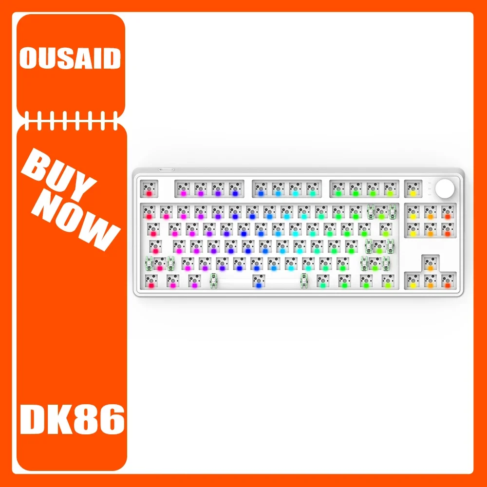 OUSAID DK86 Wireless Mechanical Keyboard Three Mode RGB Hot Swap Gasket Customized Gaming Keyboard 5000mAh Pc GamerAccessories