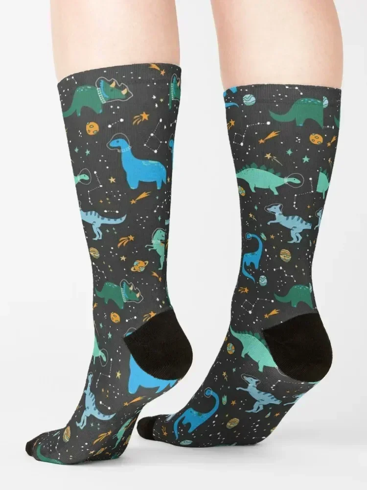 Space Dinosaurs in Blue Socks custom Crossfit heated christmas stocking Boy Child Socks Women's