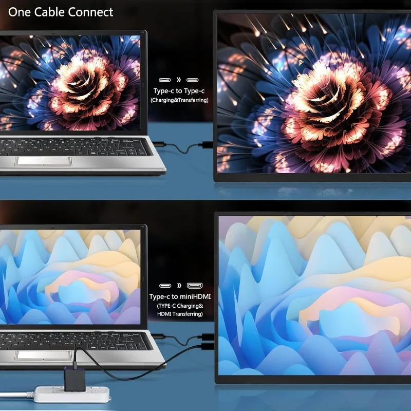 شاشة محمولة مقاس 18.5 بوصة + كم 120 هرتز 1080 بكسل، 100% sRGB FHD HDR USB HDMI مع شاشة مكتب كمبيوتر محمول محمول رفيعة للغاية VESA، f #4