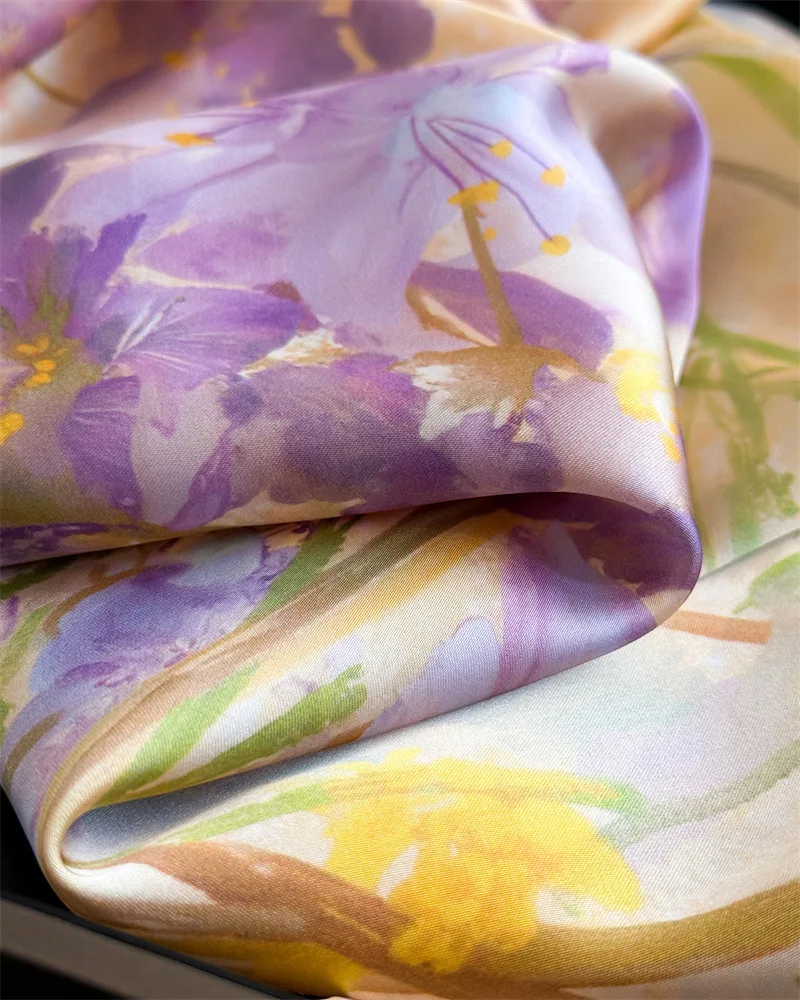 70cm Painting Printed Ladies Silk Square Scarf Bandanas For Women Luxury Hijab Neckerchief Headband Elegant Shawl Beach Wraps view 3