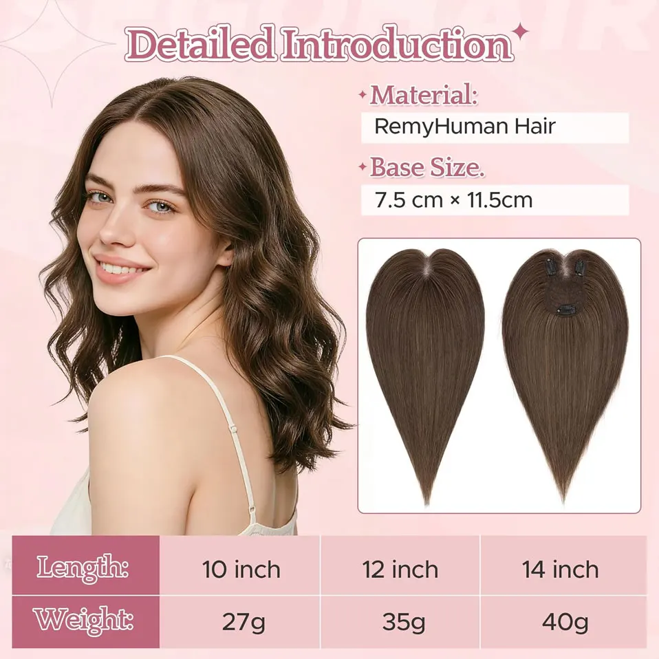 S-noilite Hair Toppers Bangs for Women Real Human Hair Clip in Hairpiece for Thinning Hair Fluffy Straight Side Bangs Toppers