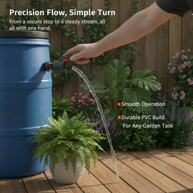 Tank Adapter 1/2 Inch Threaded Tank Connector With Irrigation Valve for Home Garden Rain  Pipeline Connection