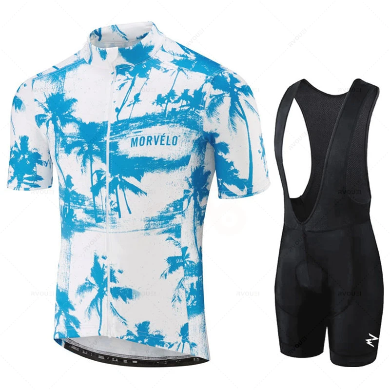 Morvelo-Quick Dry Cycling Jersey Set for Men, Short Sleeve Shirt, MTB Bicycle Clothing, Summer Wear