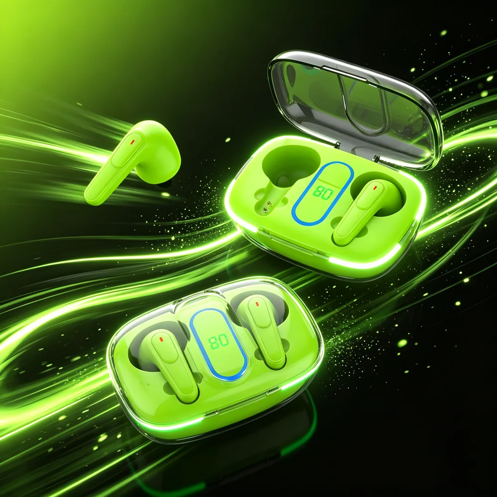 Écouteurs sans fil TWS Bluetooth 5.3, casques de sport et de jeu, réduction du bruit, contrôle tactile des basses, pour tous les téléphones