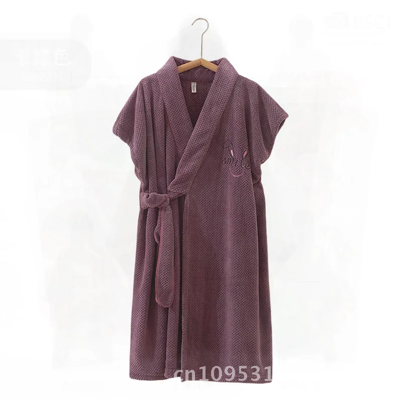 

Women's Coral Velvet Bathrobe Quick-Drying Water-Absorbent All-Season Hotel Quality Adult Class a Bathrobe Skirt for Beauty