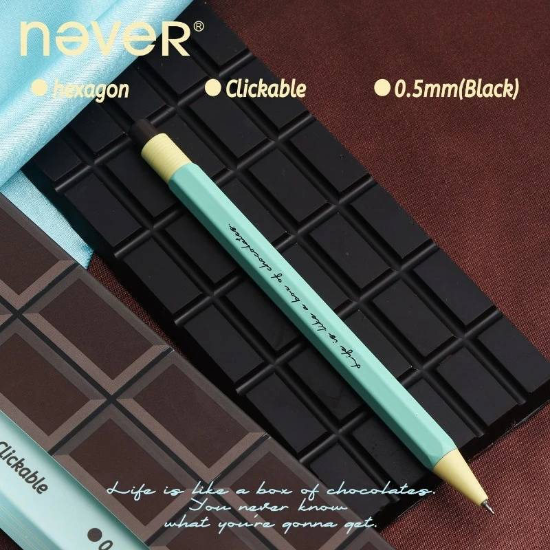 Never Prime Gel Pen Chocolate Gift Set 0.5 ST Nib Mint Hexagonal Anti-Roll Metal Body for Signature Daily Writing Professionals