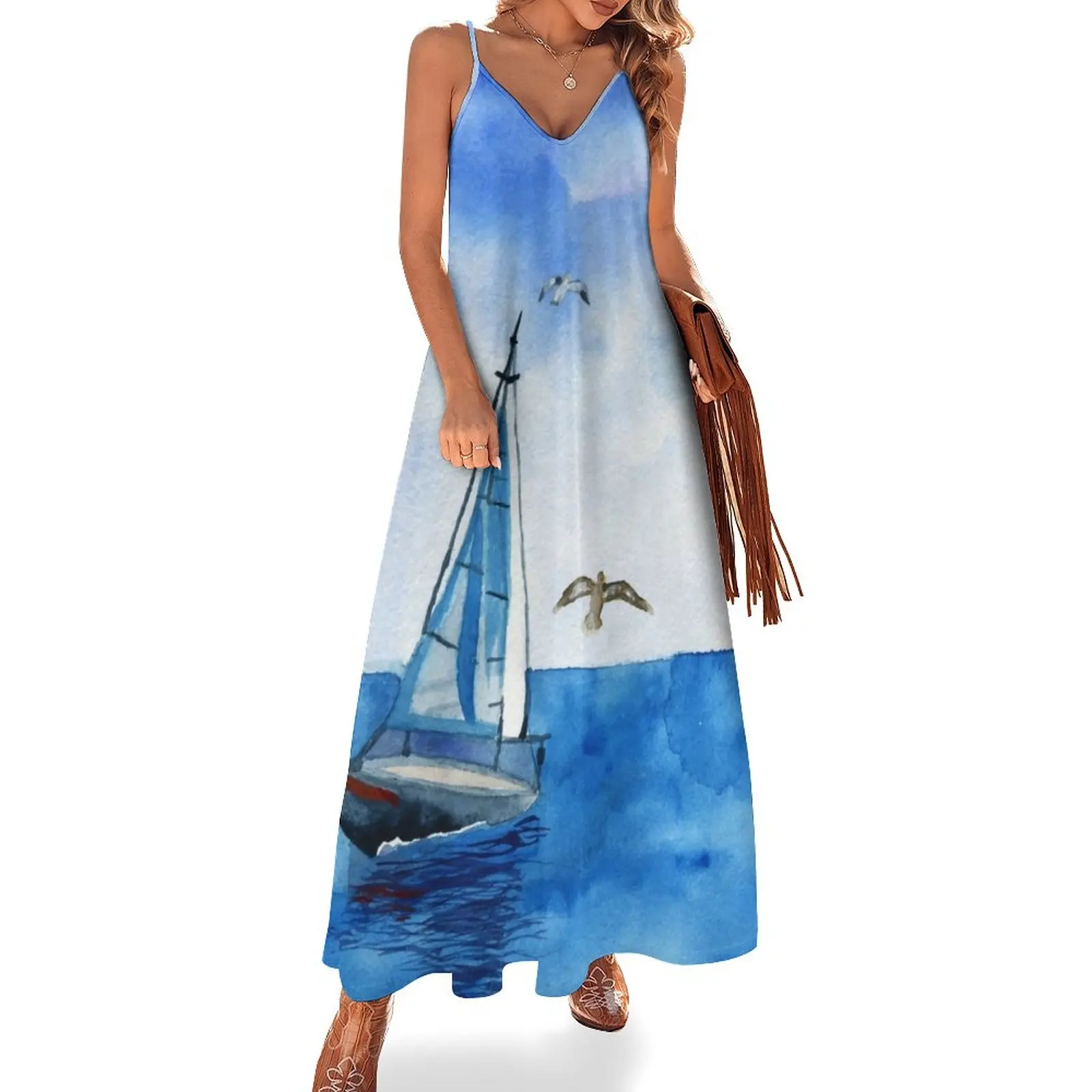 

Boat trip on the yacht Sleeveless Dress luxury evening dresses for women 2024 long dress women summer loose summer dress