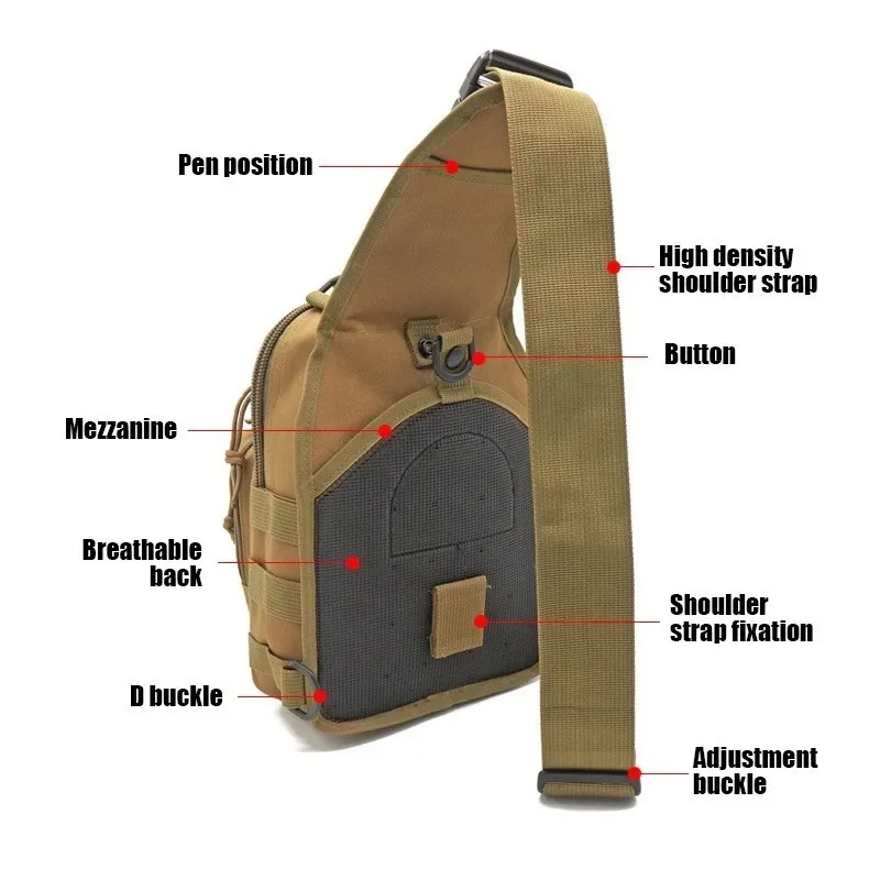 Men\'s outdoor Chest bag Camouflage Shoulder Bag Sling Backpack 900D Oxford Mountaineering Camping Fishing Trekking