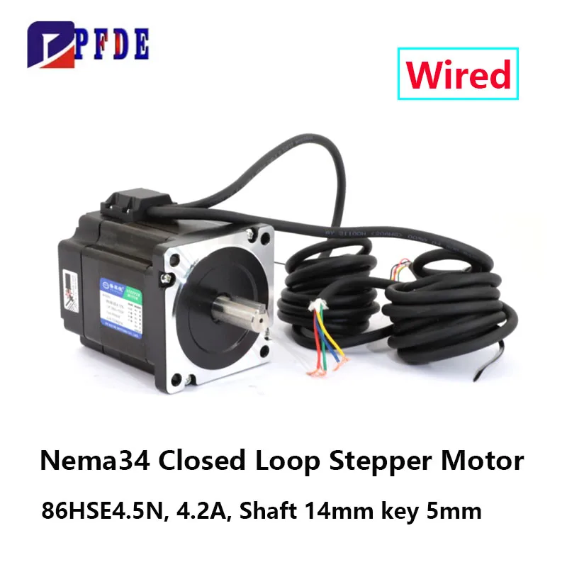 NEMA34 High-speed Closed-loop Stepper Motor 86HSE4.5N 4.5N 4A Shaft 14mm Key 5mm Hybrid Servo Step Motor 3m cable CNC Machine