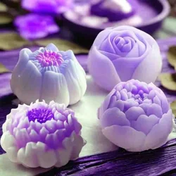 3D Lotus Rose Hibiscus Flower Silicone Molds DIY Flower Candle Soap Gypsum Crafts Resin Making Mold Chocolate Cake Baking Tools