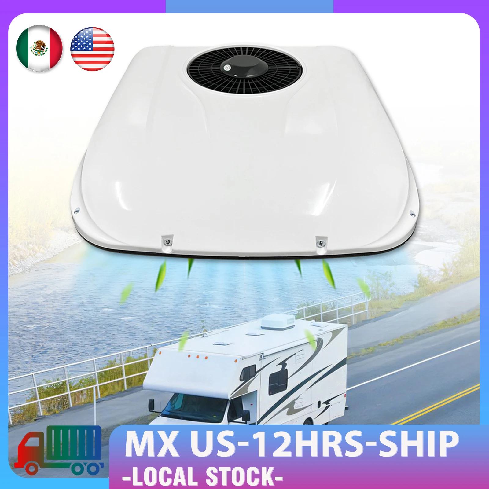 Treeligo 12V 24V 13500BTU autocaravana eléctrica RV refrigeración en el techo aire acondicionado para RV camión Camper Van estacionamiento de caravana