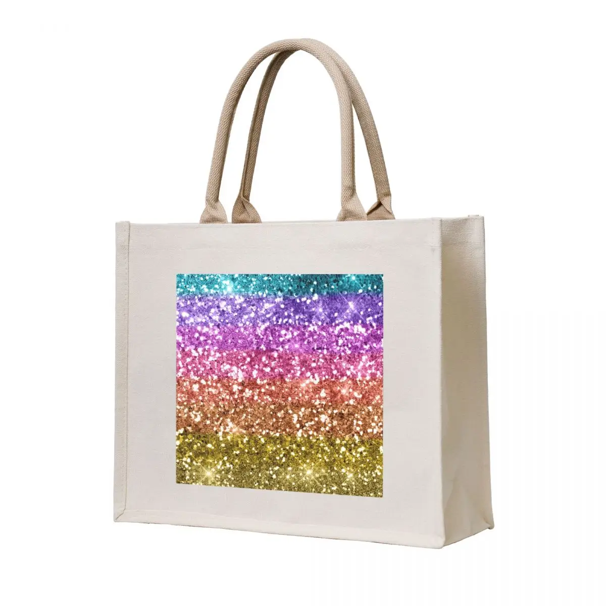 

Colorful Rainbow Glitter Sparkle Pattern Tote Bag Women's shopping bag Portable shopping bag personalized tote