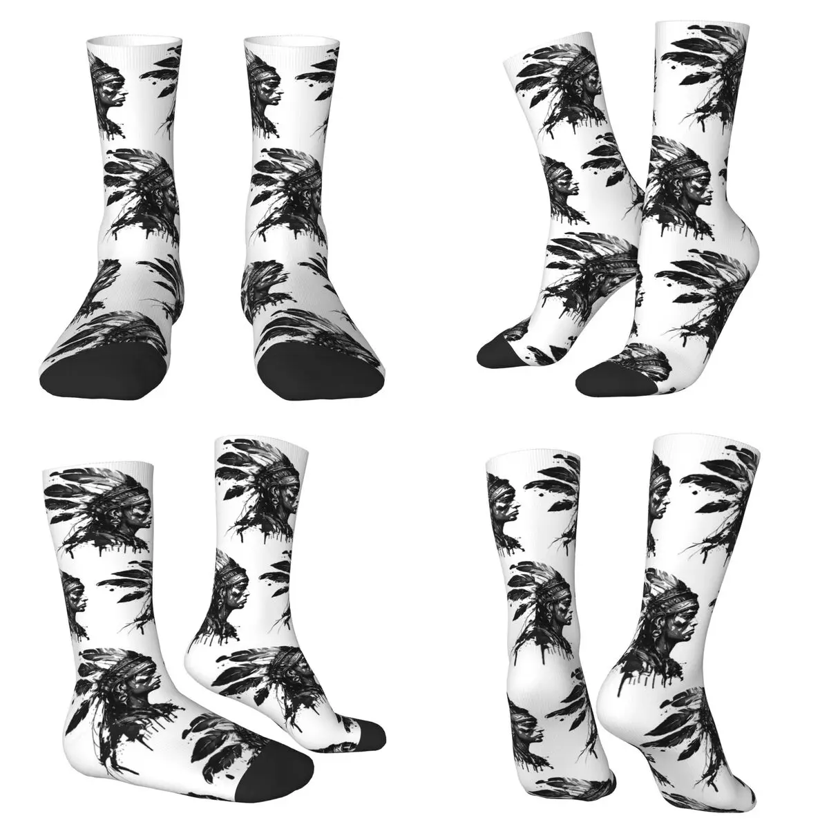 

Носки с рисунком ацтекского воина (3) в стиле Харадзюку, супер мягкие чулки, всесезонные длинные носки для унисекс, рождественские подарки